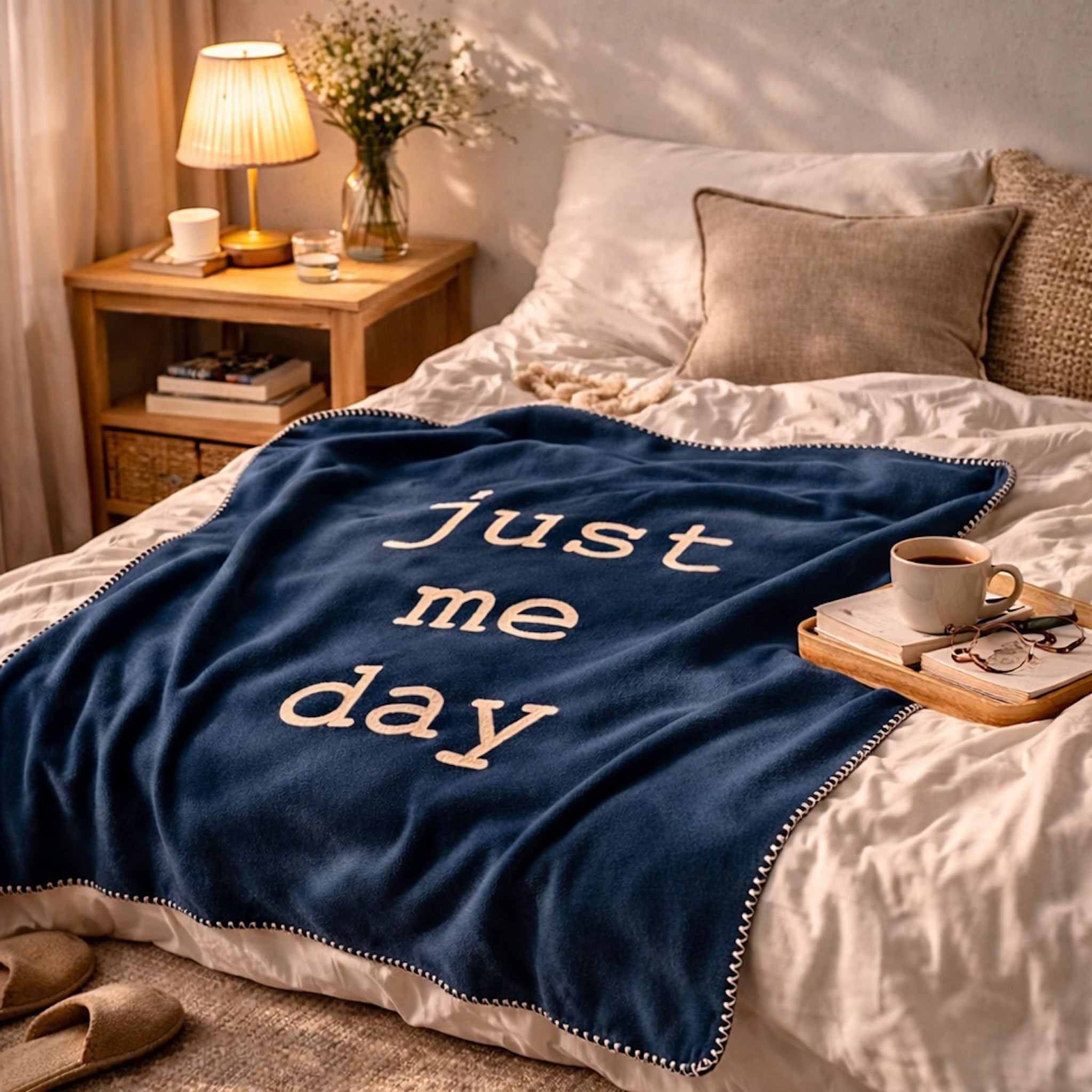 Just Me Day Navy Blue Polar Tv Battaniyesi