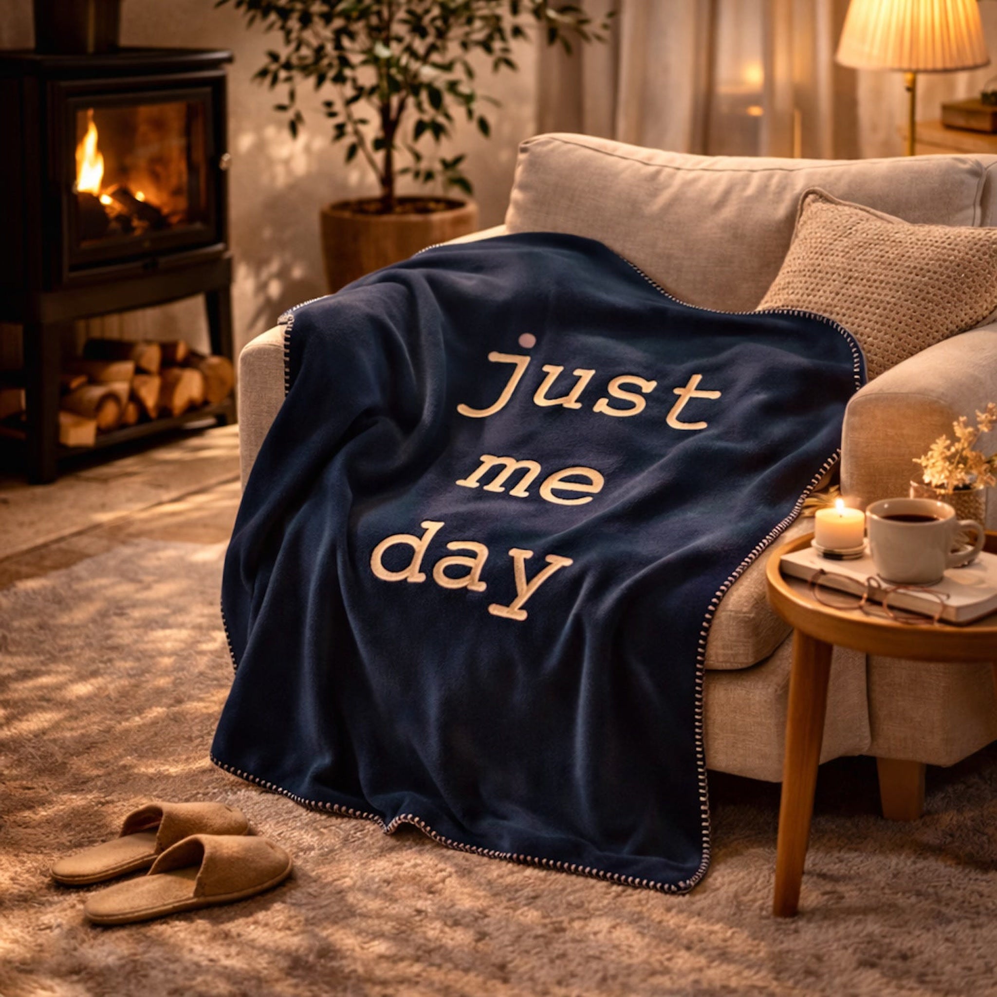 Just Me Day Navy Blue Polar Tv Battaniyesi
