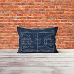Basketball Court Navyblue - Basketbol Sahası Çift Taraflı Yastık Kılıfı 2 Adet
