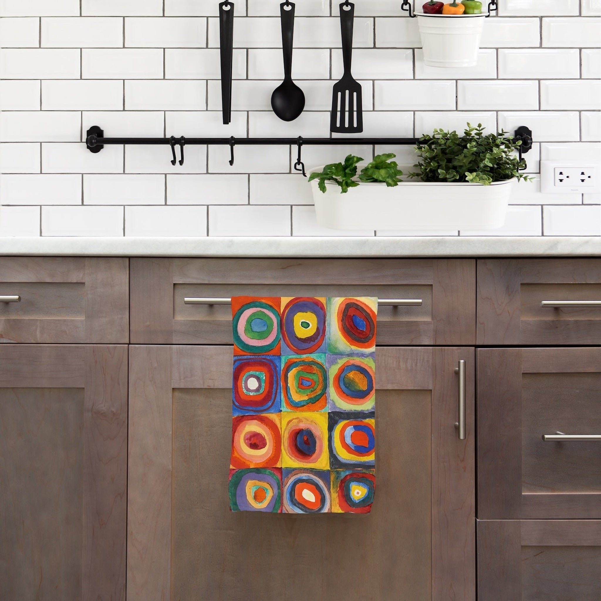 Color Study, Squares With Concentric Circles Mutfak Havlusu 2 Adet