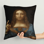 Salvator Mundi Tablosu / Leonardo da Vinci Çift Taraflı Kırlent Kılıfı 2 Adet