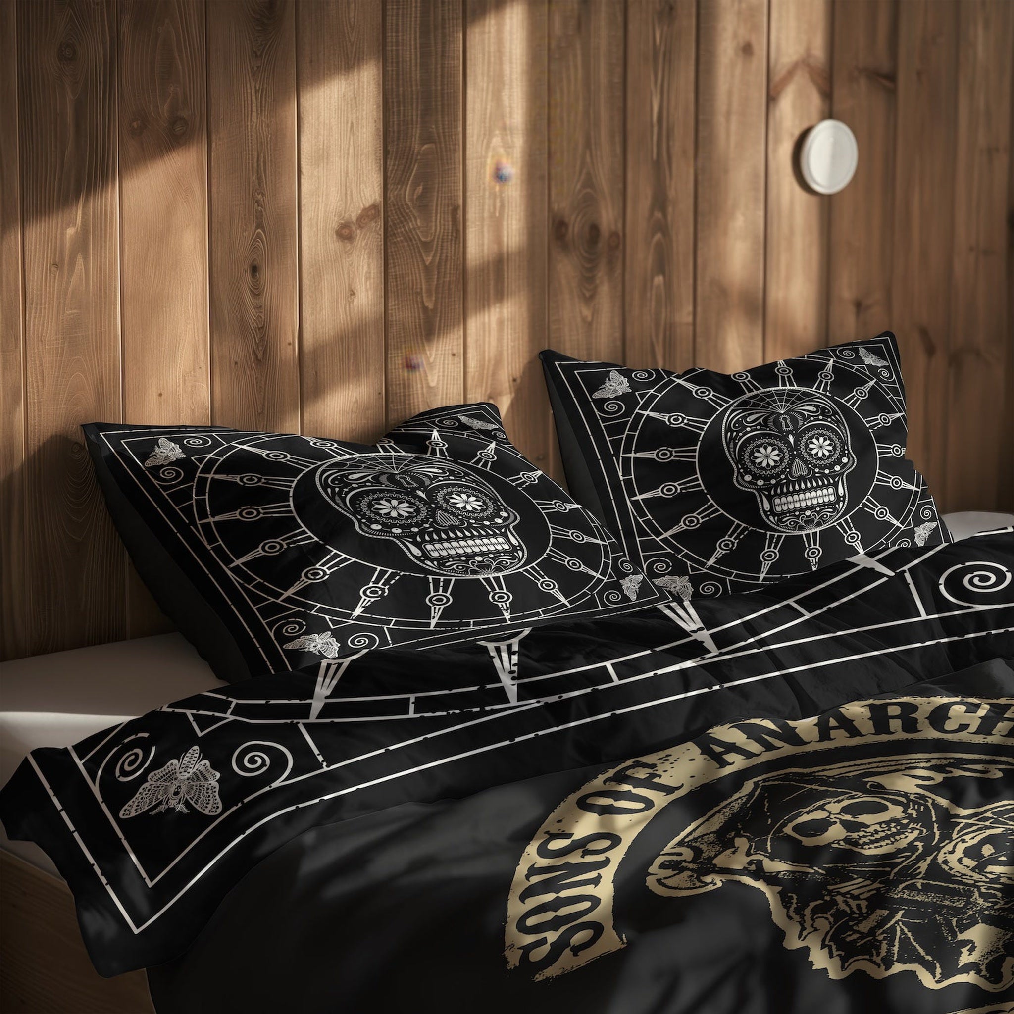 Mexican Skull Black/White Mandala & Sons of Anarchy Çift Taraflı Nevresim Takımı