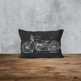 Harley Davidson Model 28B Motosiklet Chalkboard Çift Taraflı Yastık Kılıfı 2 Adet