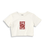 Ruby Lips Crop Tişört — Ekru