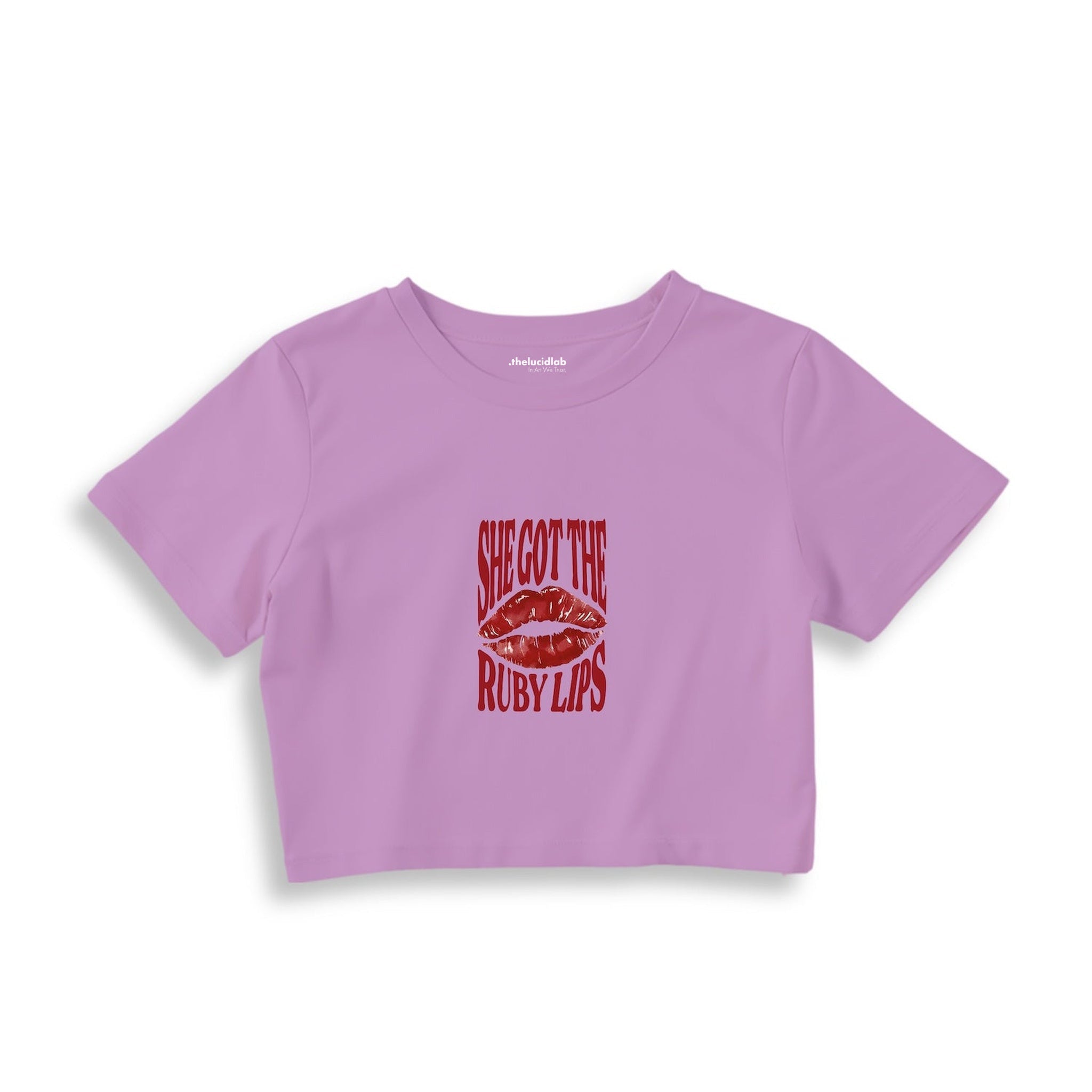 Ruby Lips Crop Tişört — Lila