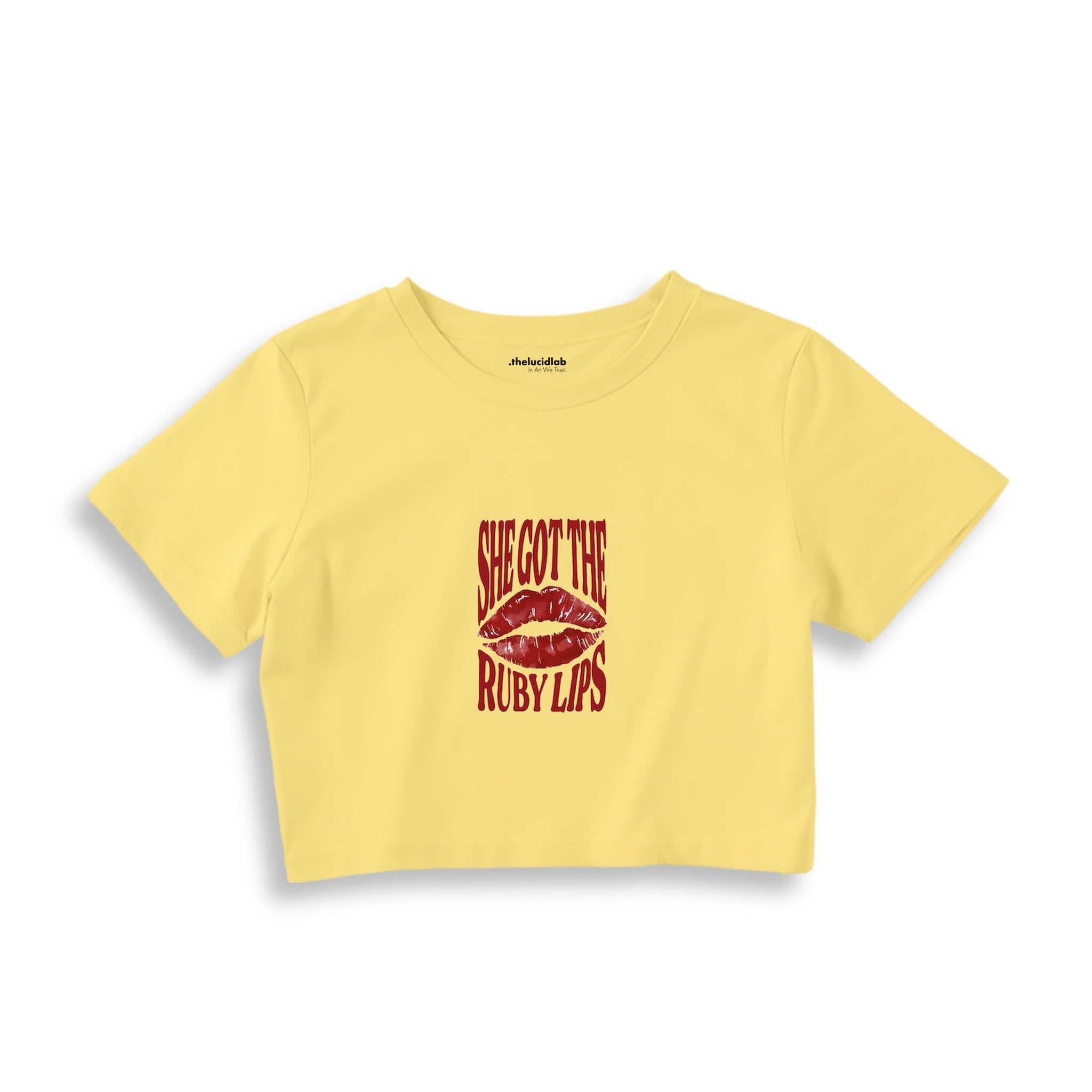 Ruby Lips Crop Tişört — Sarı