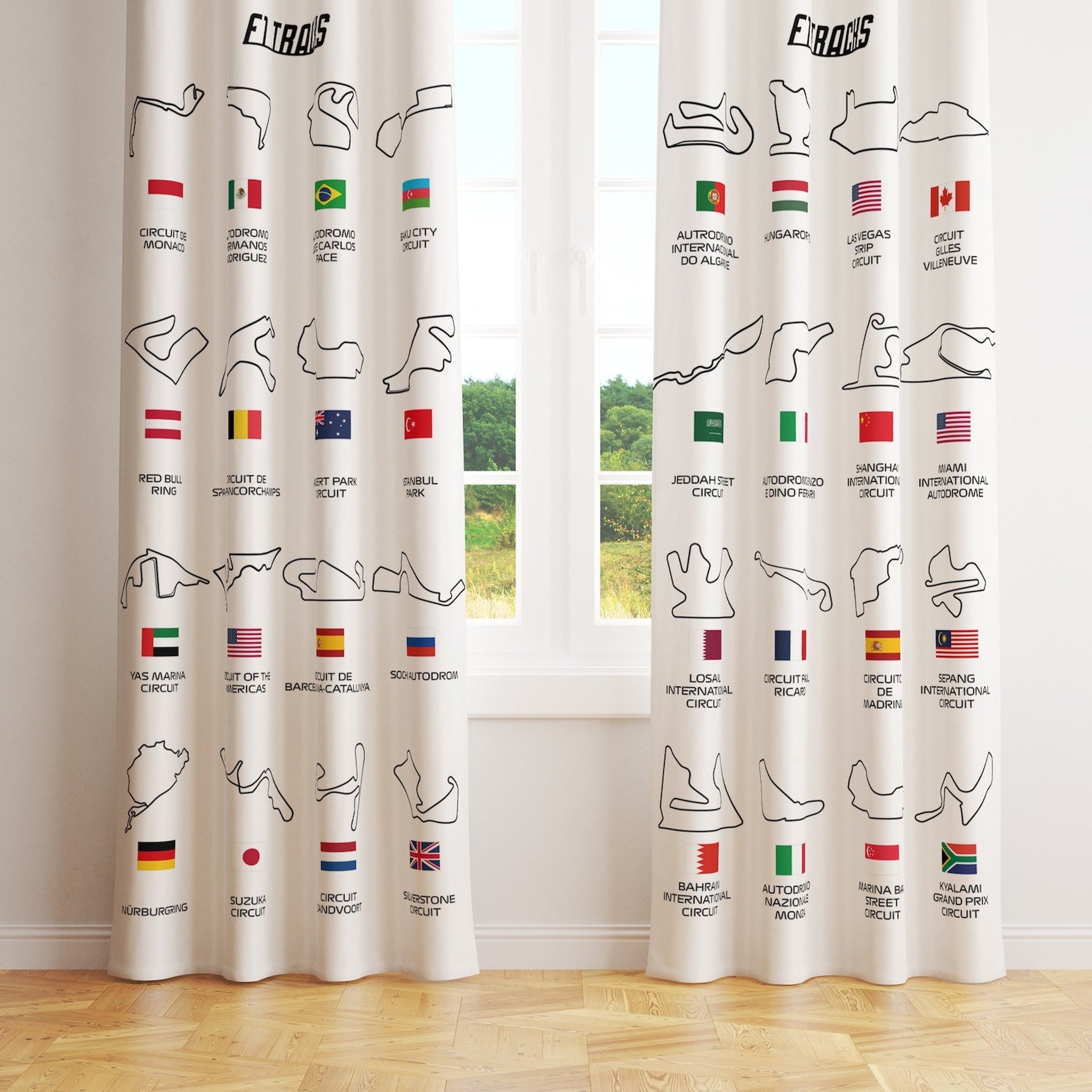 All Tracks White / Formula 1 Pistleri Fon Perde