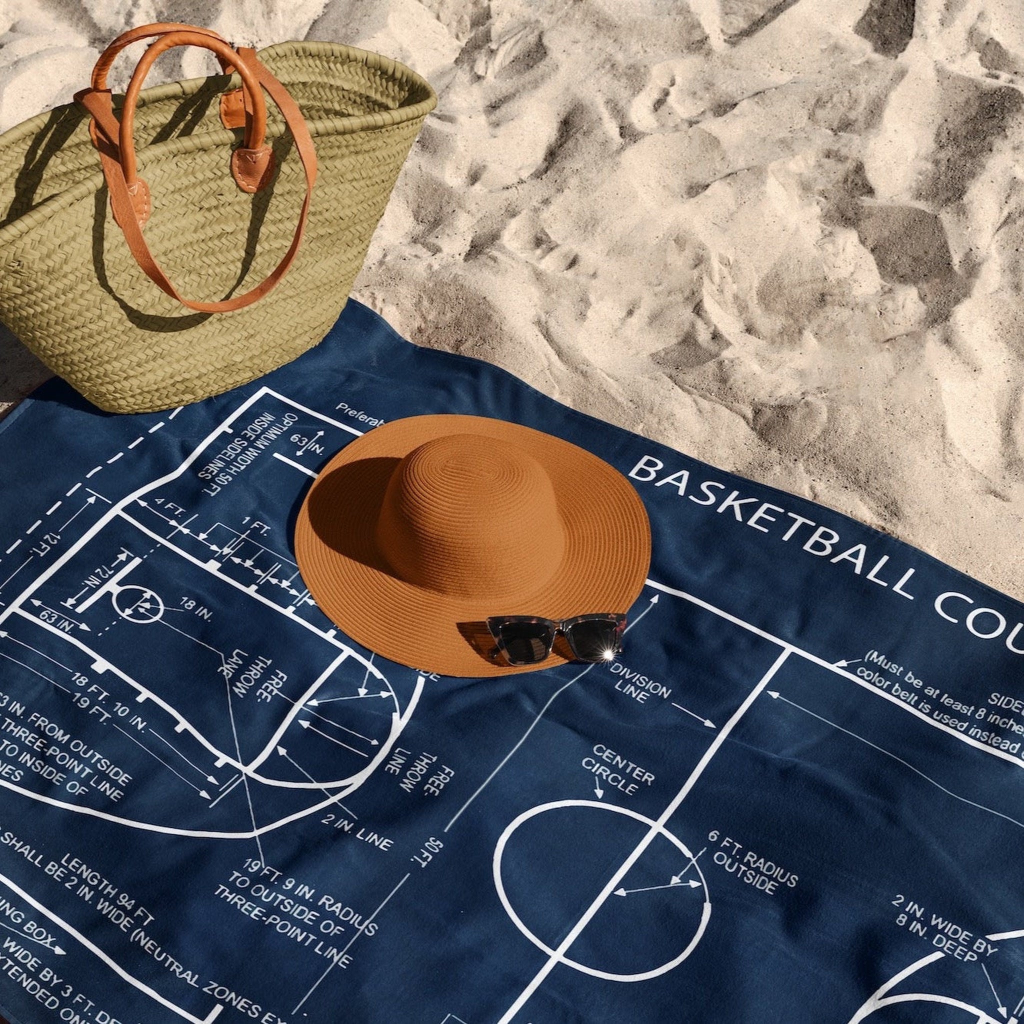 Basketball Court Navyblue - Basketbol Sahası Plaj Havlusu