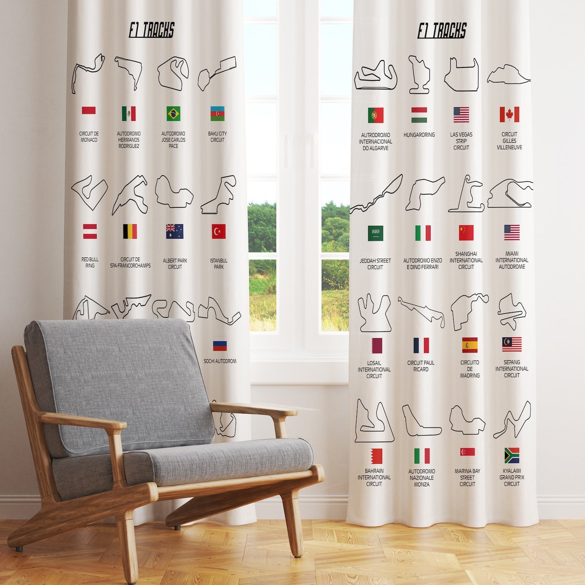 All Tracks White / Formula 1 Pistleri Fon Perde