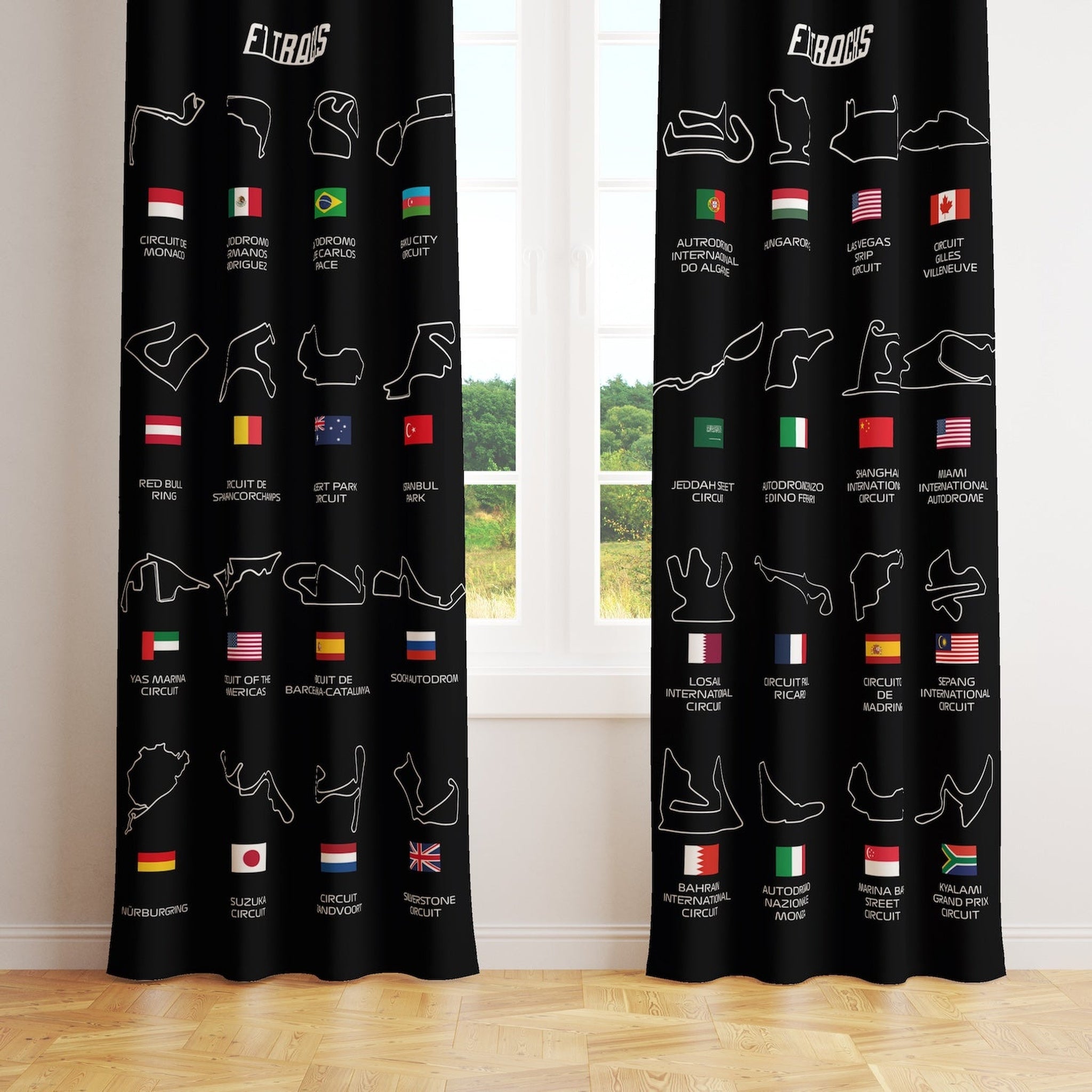 All Tracks Black / Formula 1 Pistleri Fon Perde