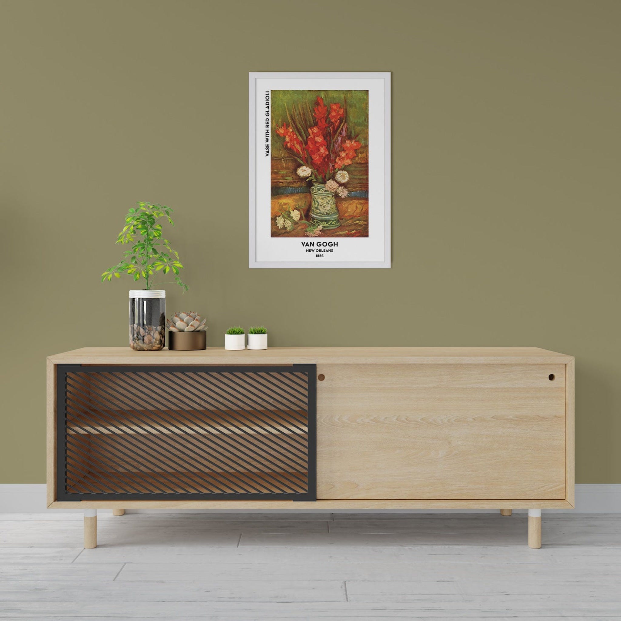 Vase with Red Gladioli Poster