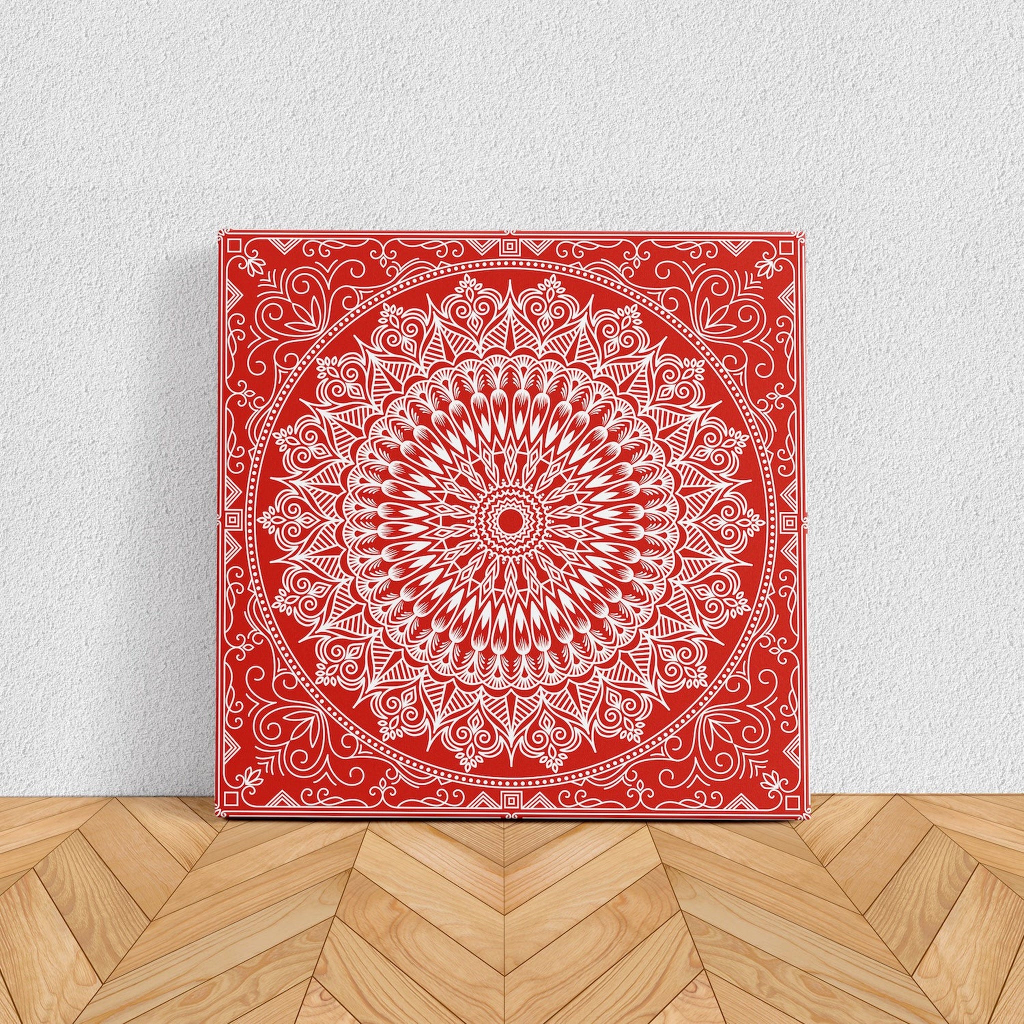 Red Mandala Kanvas Tablo