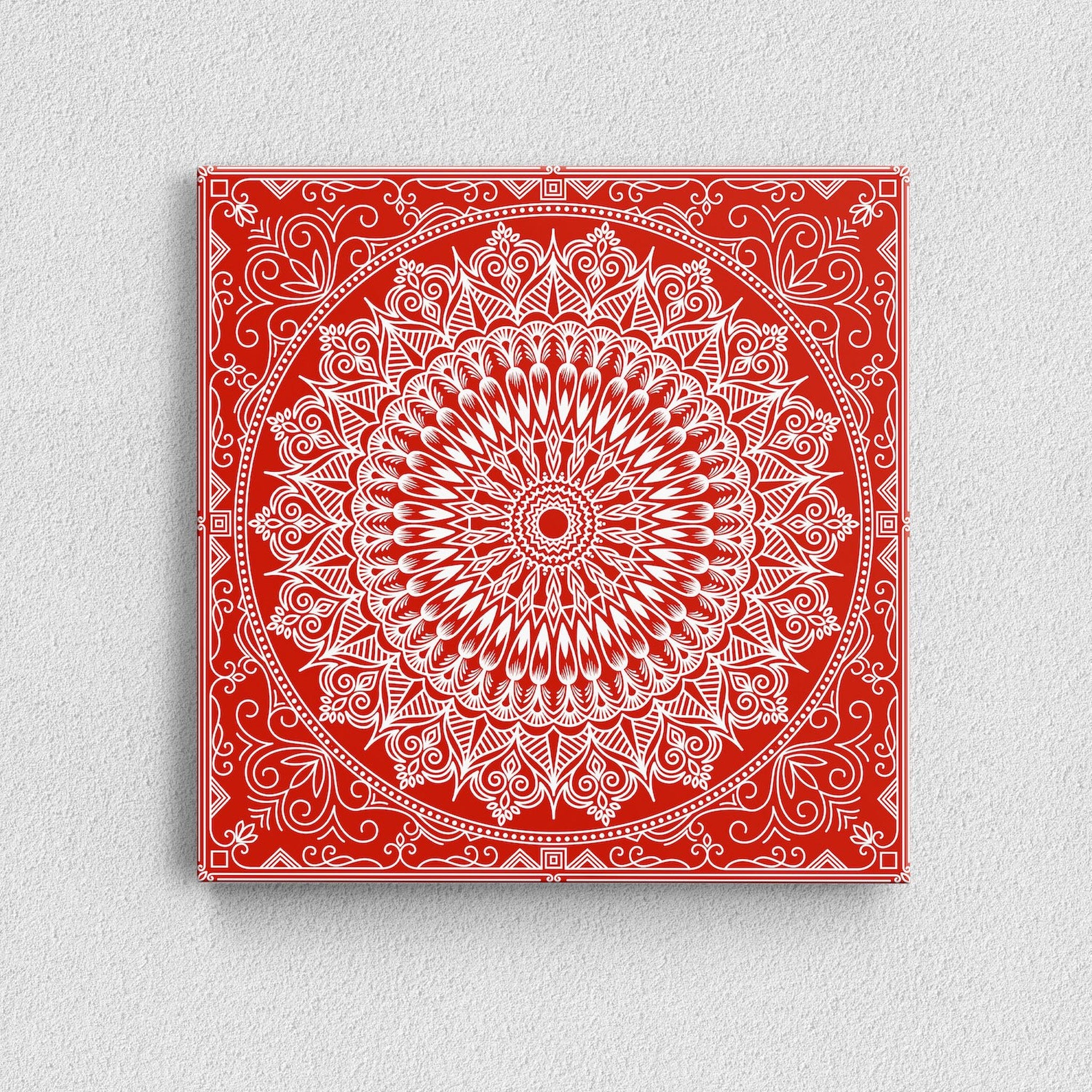 Red Mandala Kanvas Tablo