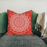 Red Bohemian Mandala Çift Taraflı Kırlent Kılıfı 2 Adet