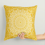 Yellow Bohemian Mandala Çift Taraflı Kırlent Kılıfı 2 Adet