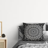 Black Bohemian Mandala Çift Taraflı Kırlent Kılıfı 2 Adet
