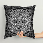 Black Bohemian Mandala Çift Taraflı Kırlent Kılıfı 2 Adet