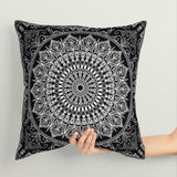 Black Bohemian Mandala Çift Taraflı Kırlent Kılıfı 2 Adet