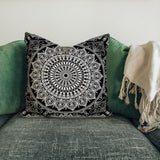 Black Bohemian Mandala Çift Taraflı Kırlent Kılıfı 2 Adet