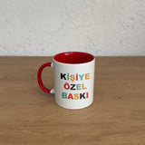 Kişiye Özel İçi / Dışı Renkli Kulplu Bardak