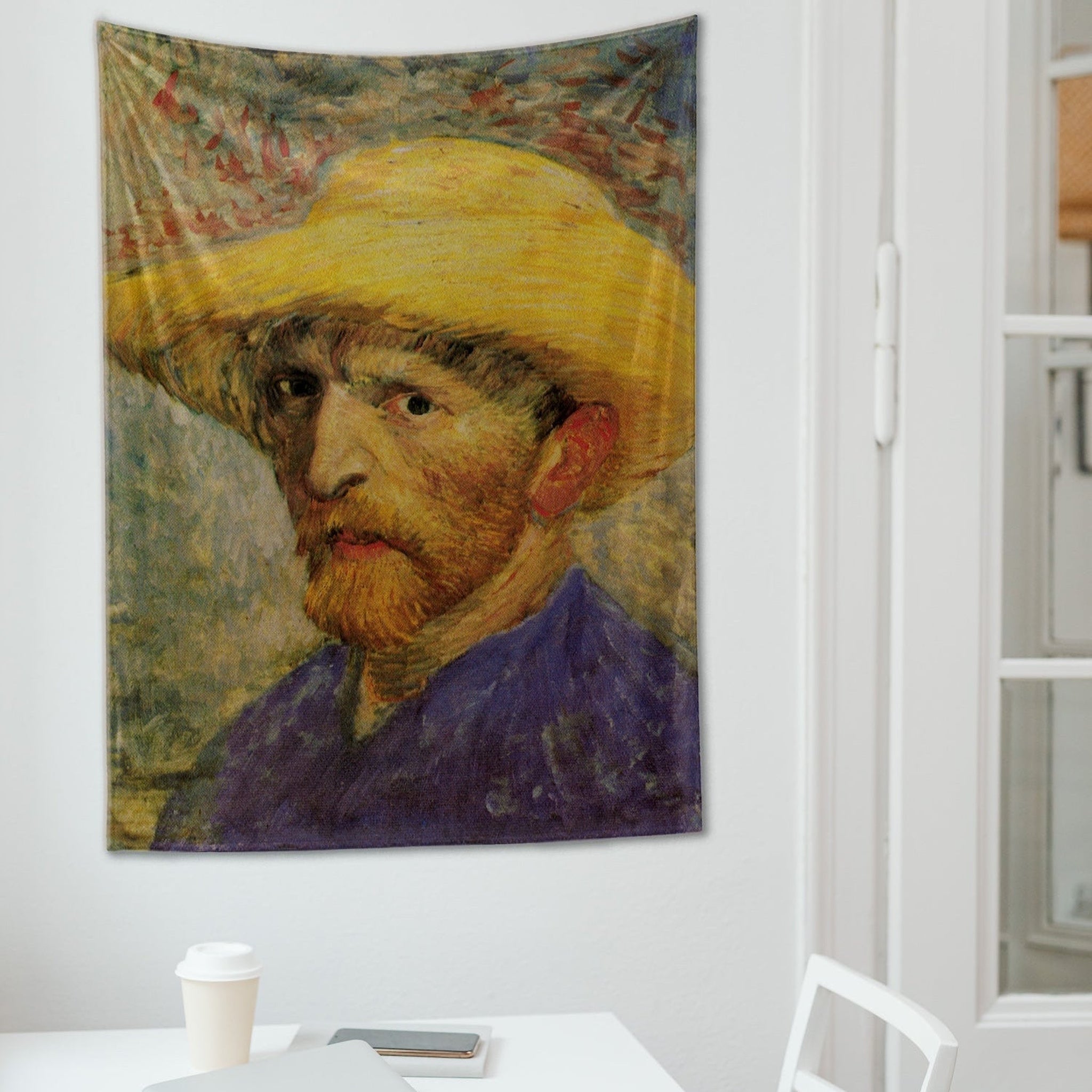 Van Gogh Self-Portrait with Straw Hat - Hasır Şapkalı Otoportre Duvar Örtüsü