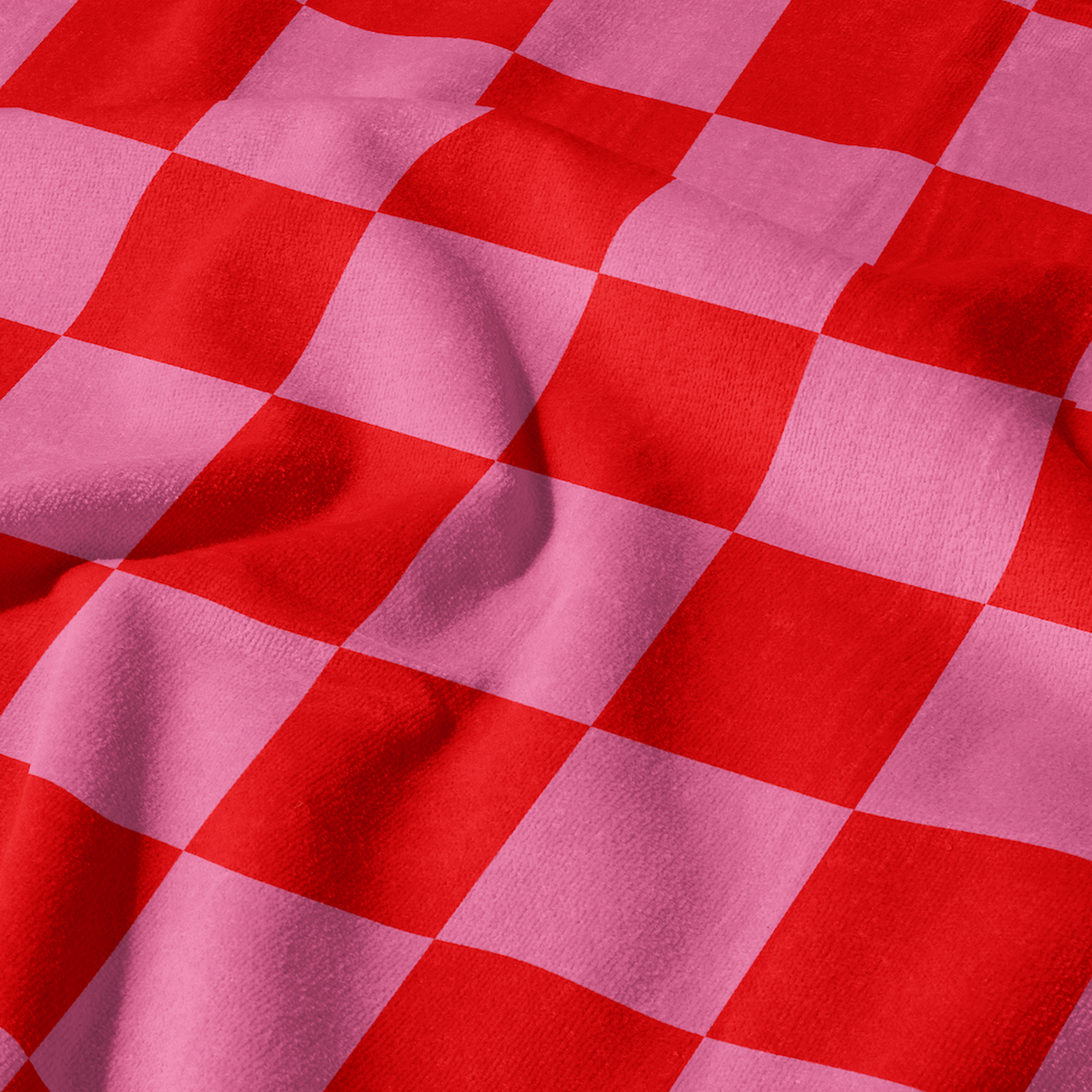 Red & Pink Squares Plaj Havlusu