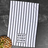 Best Chef Ever / Çizgili Mutfak Havlusu 2 Adet