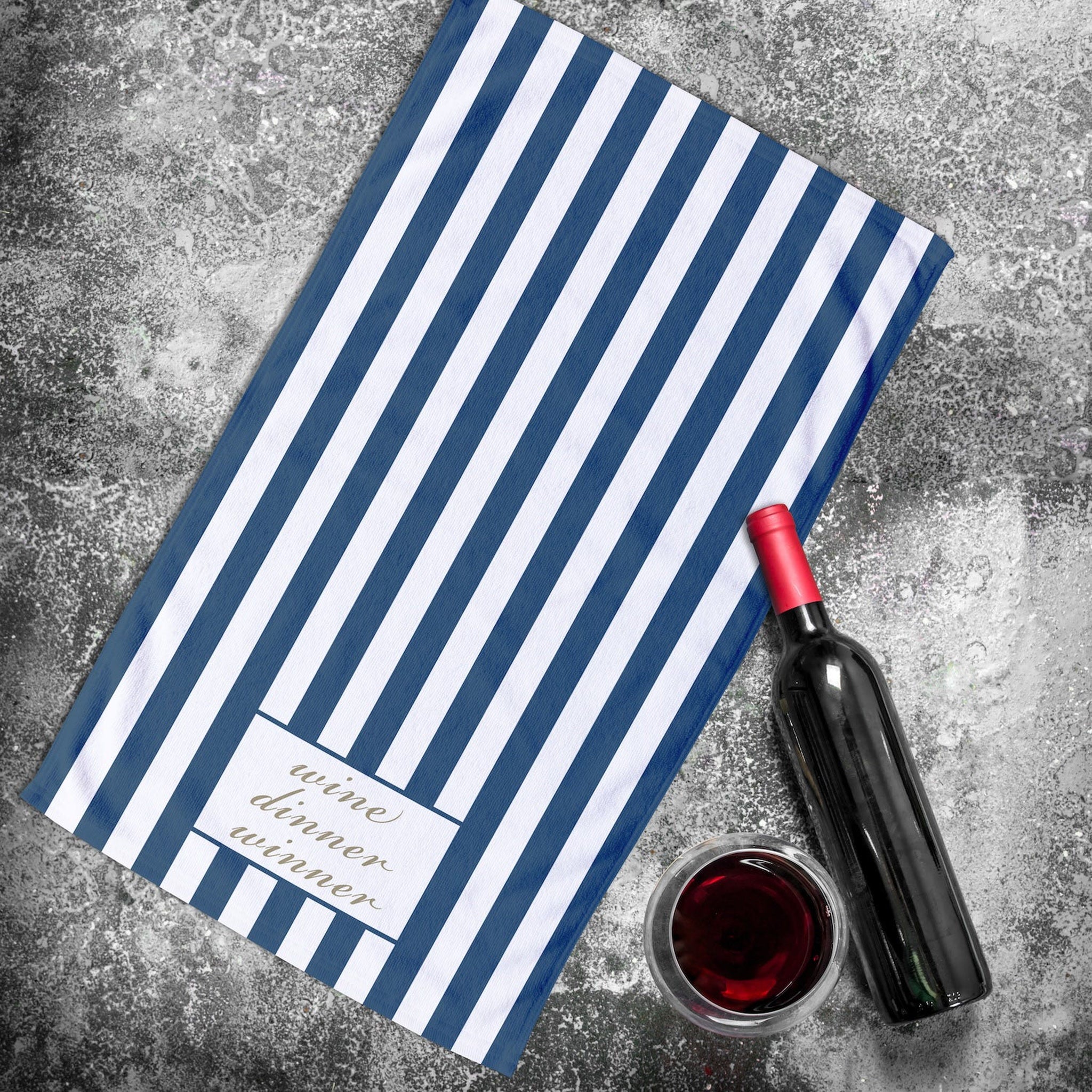 Wine Dinner Winner / Mavi Çizgili Mutfak Havlusu 2 Adet