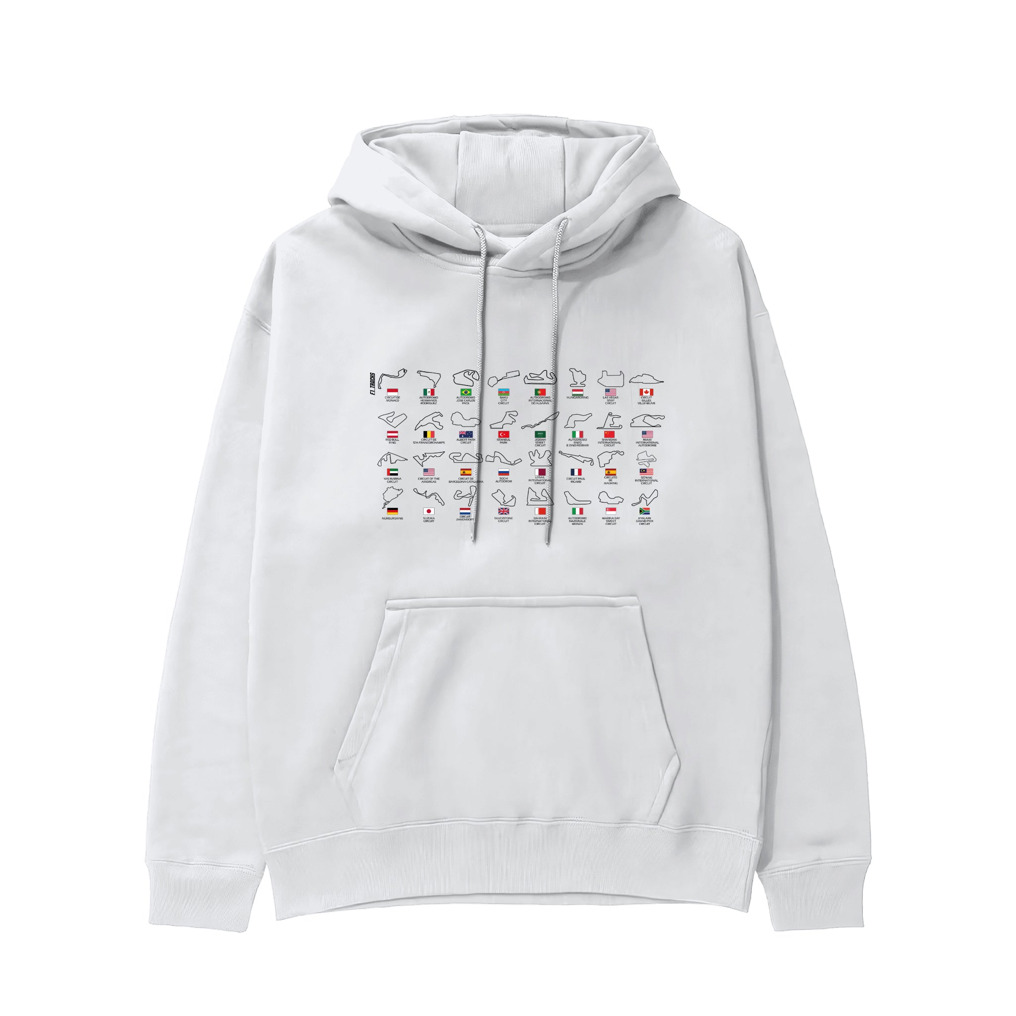 All Tracks / Formula 1 Pistleri Hoodie — Beyaz