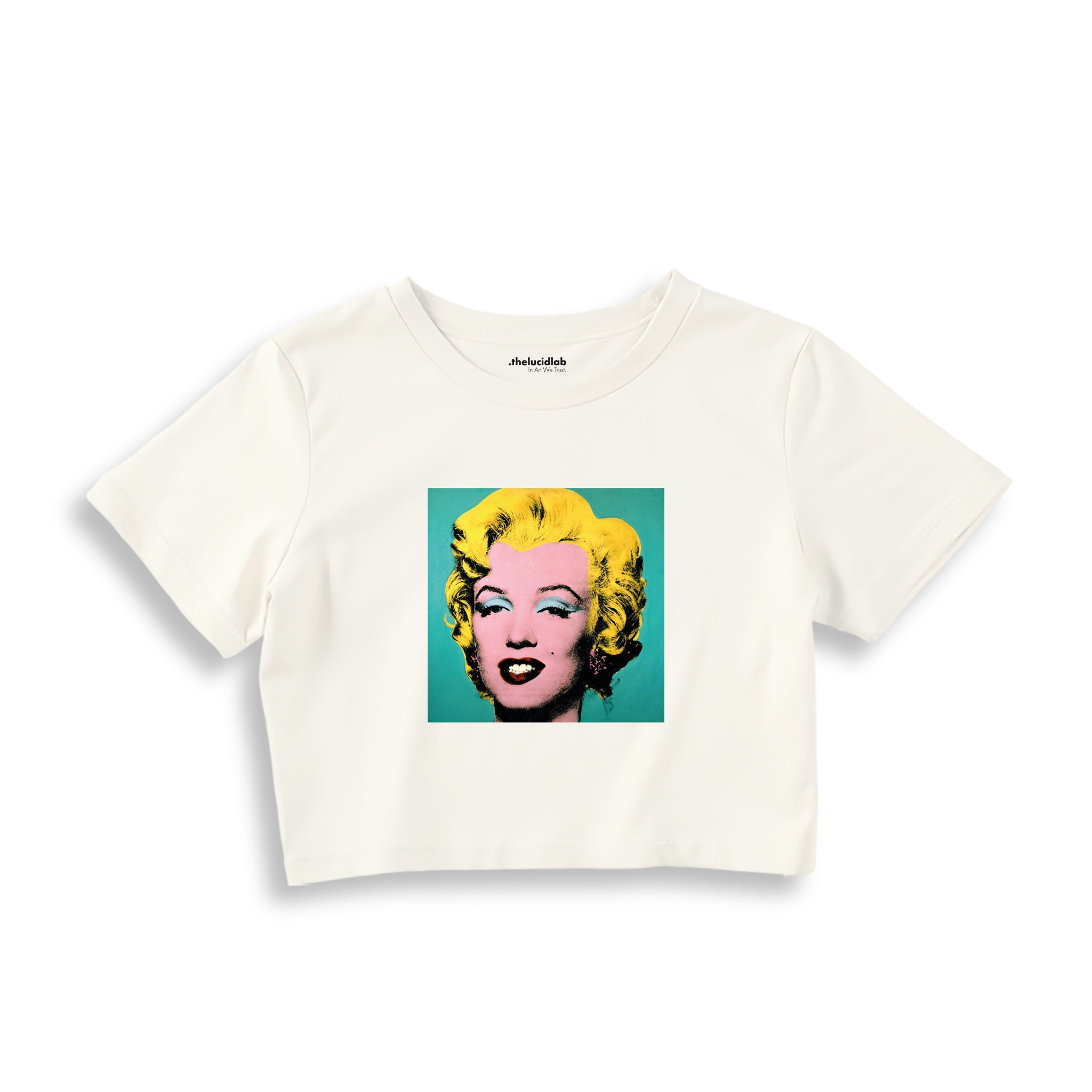 Andy Warhol / Marilyn Monroe Blue Crop Tişört — Ekru