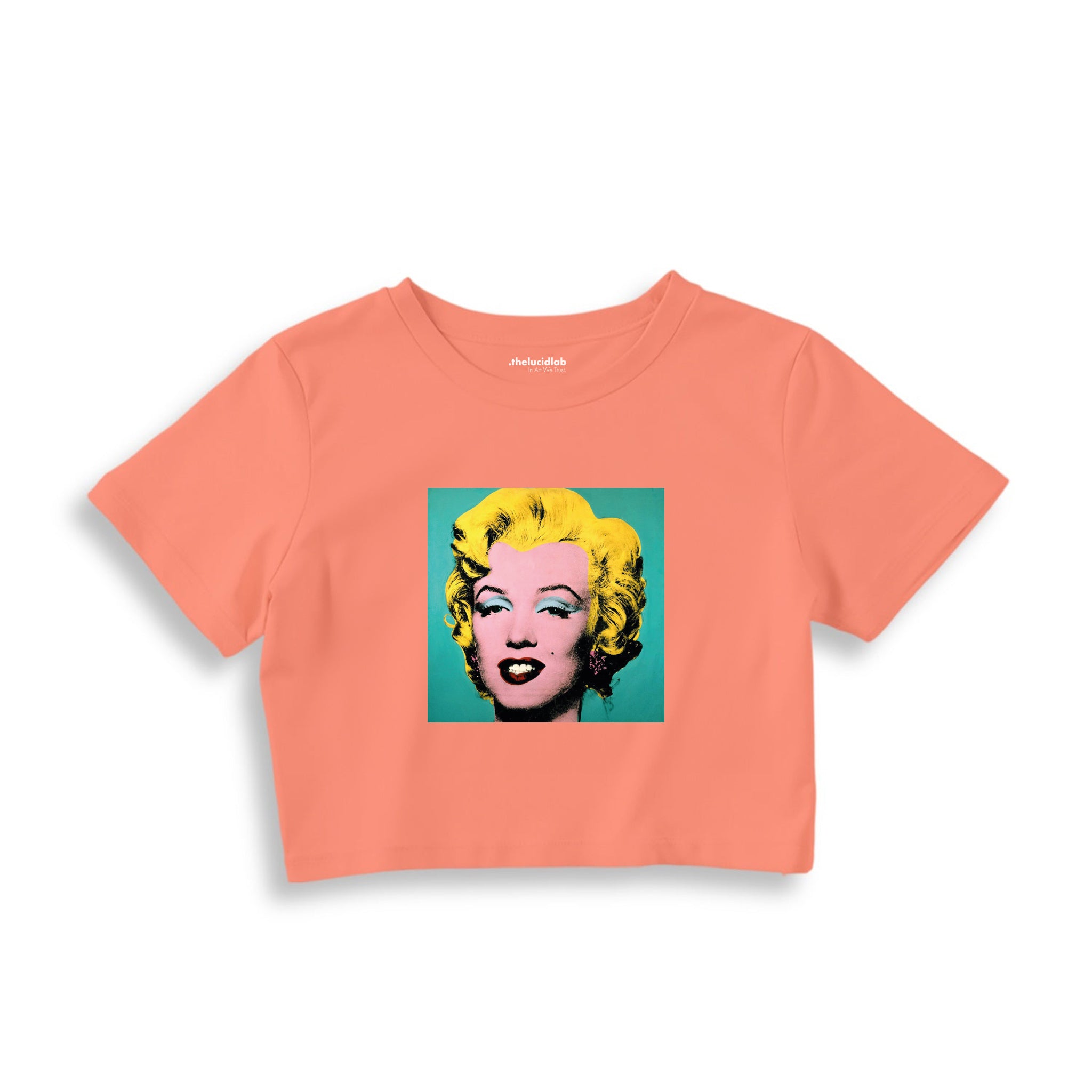 Andy Warhol / Marilyn Monroe Blue Crop Tişört — Somon