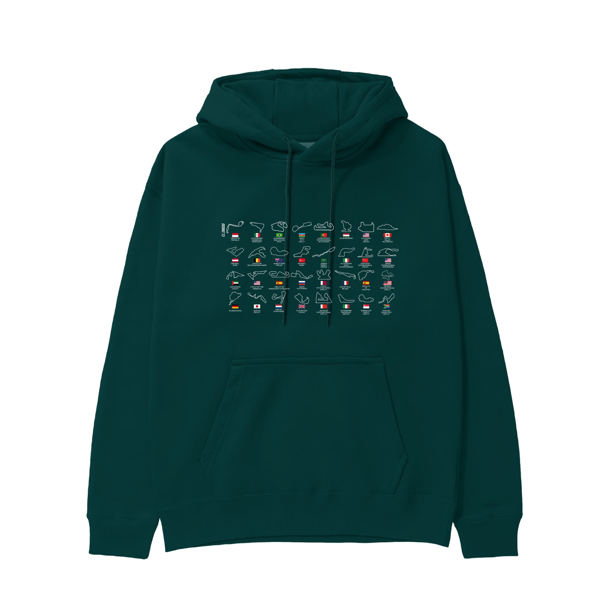 All Tracks / Formula 1 Pistleri Hoodie — Koyu Yeşil