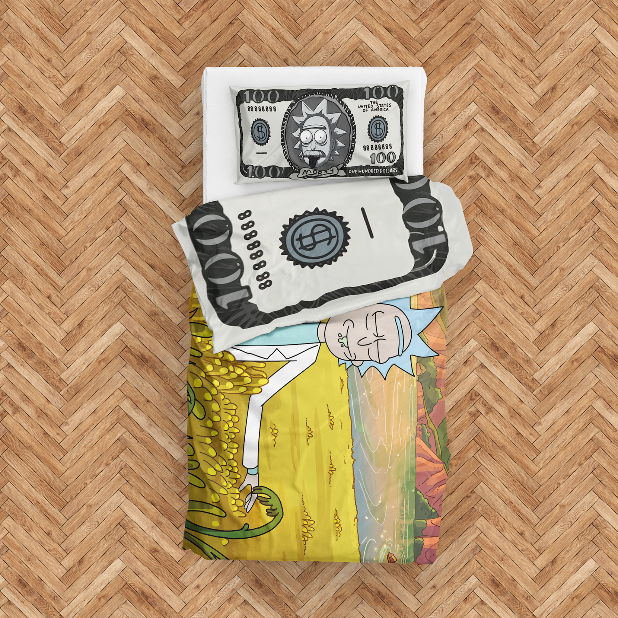 Morty Dollar & Morty in Paradise Çift Taraflı Nevresim Takımı