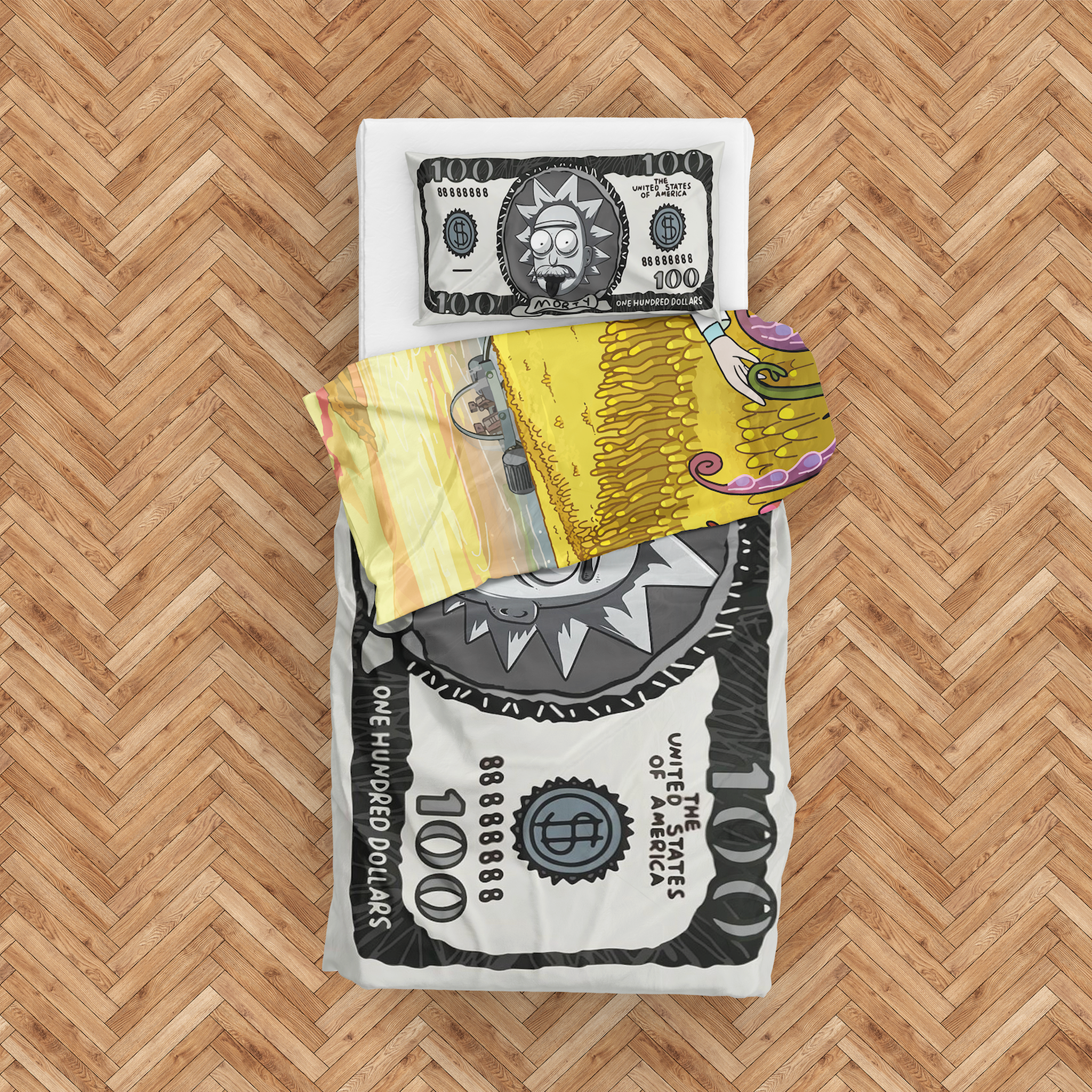Morty Dollar & Morty in Paradise Çift Taraflı Nevresim Takımı