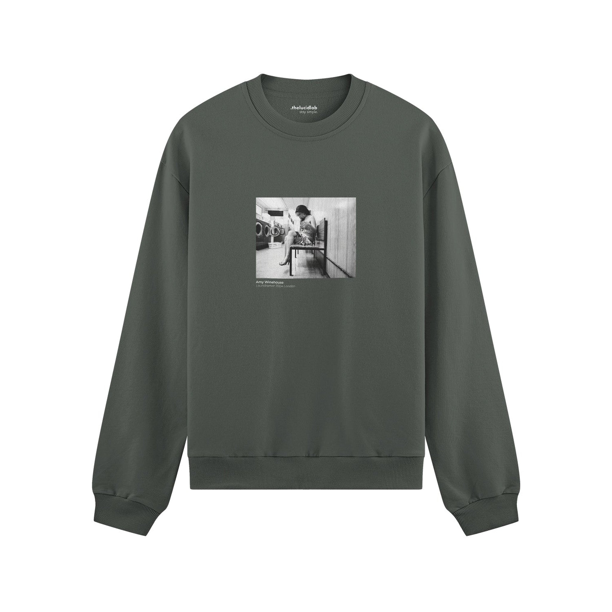 Amy Winehouse at the laundromat 2004 Oversize Sweatshirt
