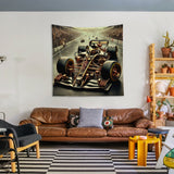 Steampunk Formula 1 Car Duvar Örtüsü