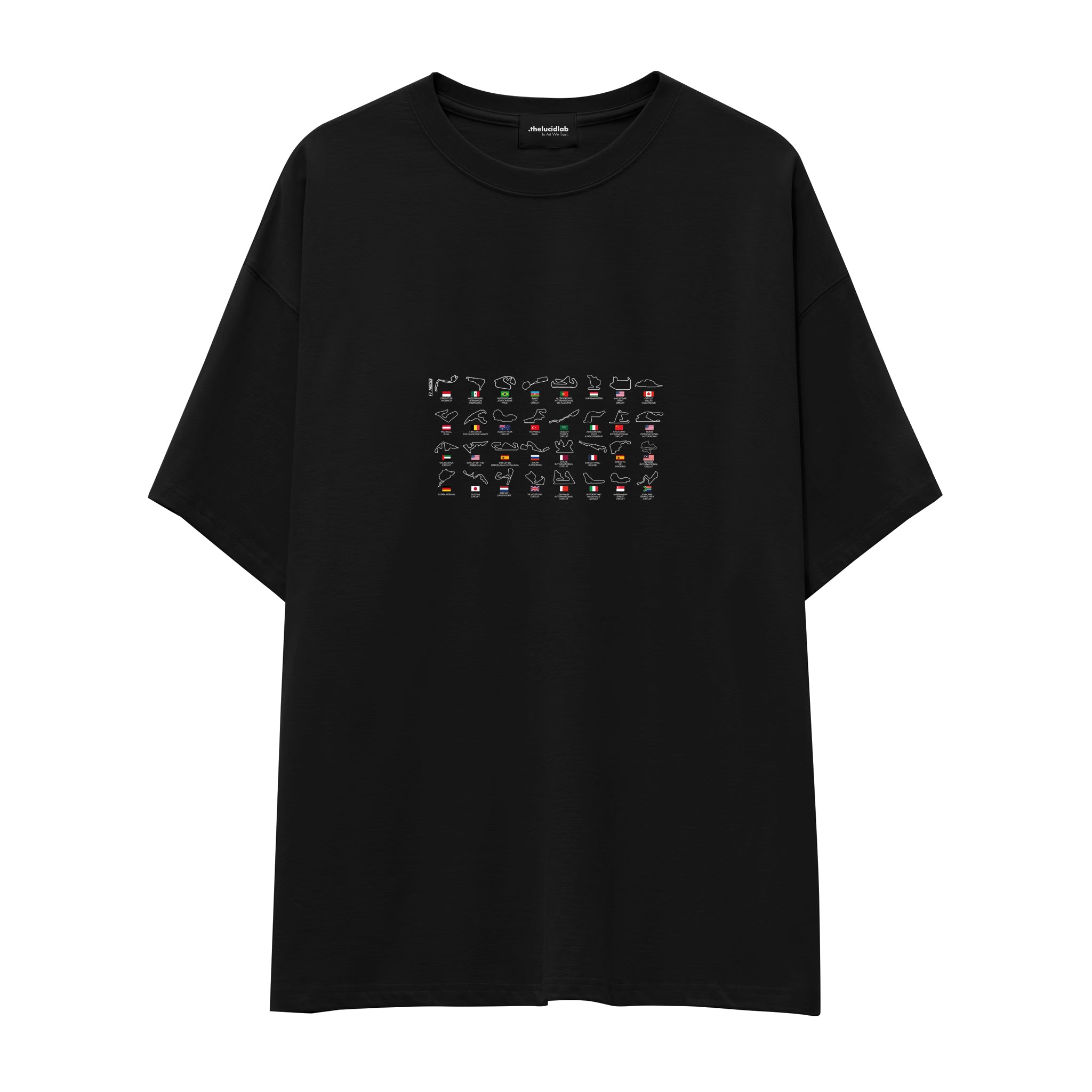 All Tracks / Formula 1 Pistleri Oversize Tişört — Siyah