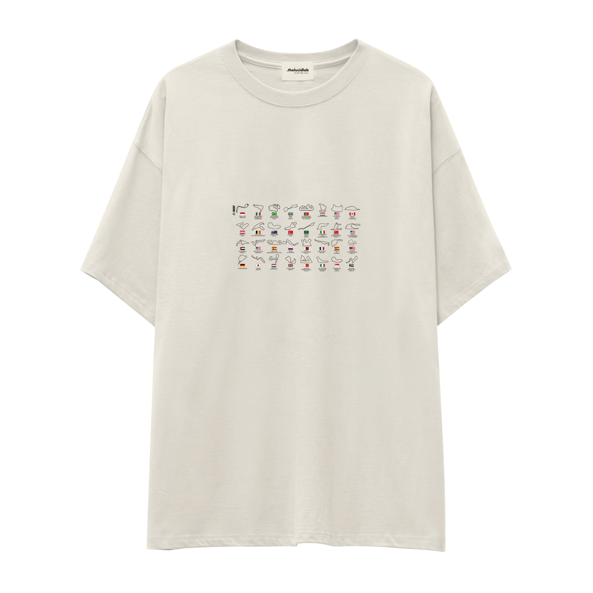All Tracks / Formula 1 Pistleri Oversize Tişört — Ekru