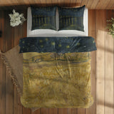 Starry Night Over the Rhône & Wheat field with reaper and sun Çift Taraflı Nevresim Takımı