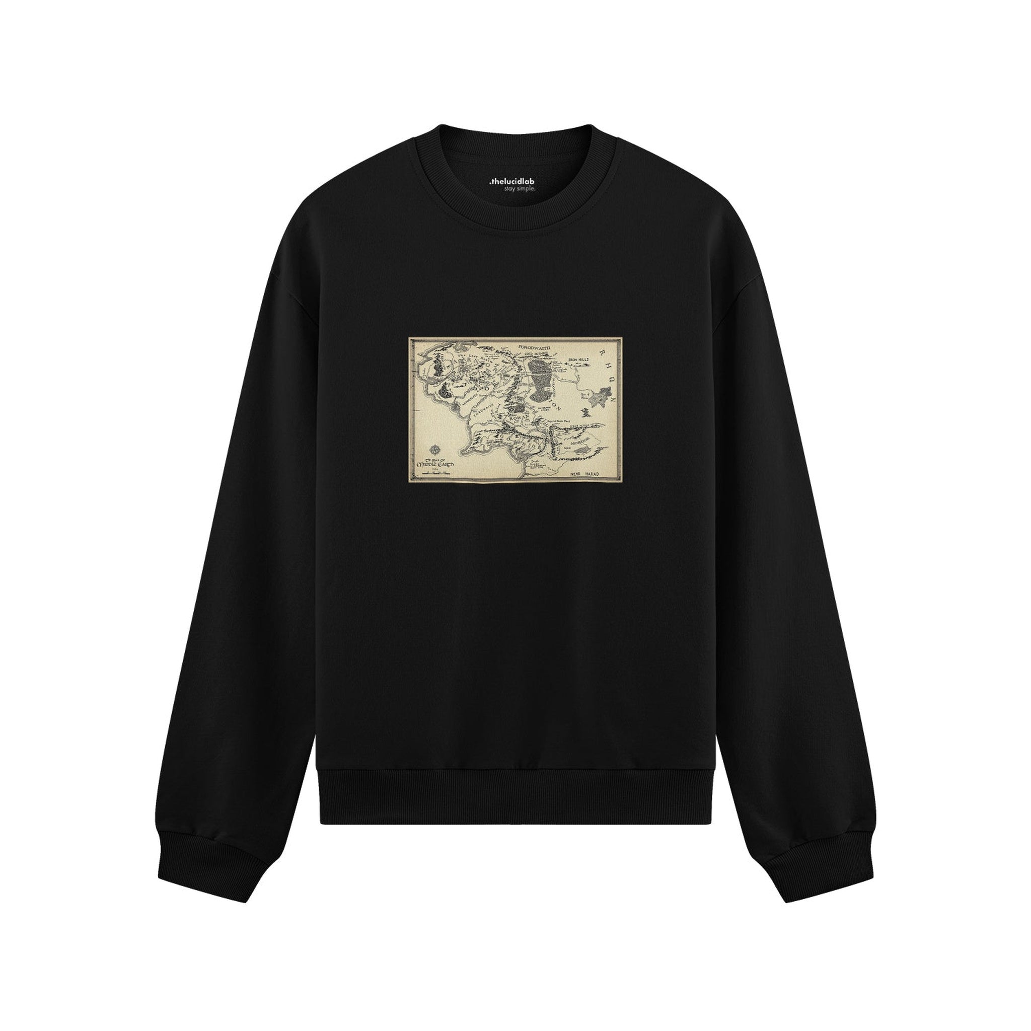 Yüzüklerin Efendisi Orta Dünya Haritası - Lord Of The Rings Oversize Sweatshirt