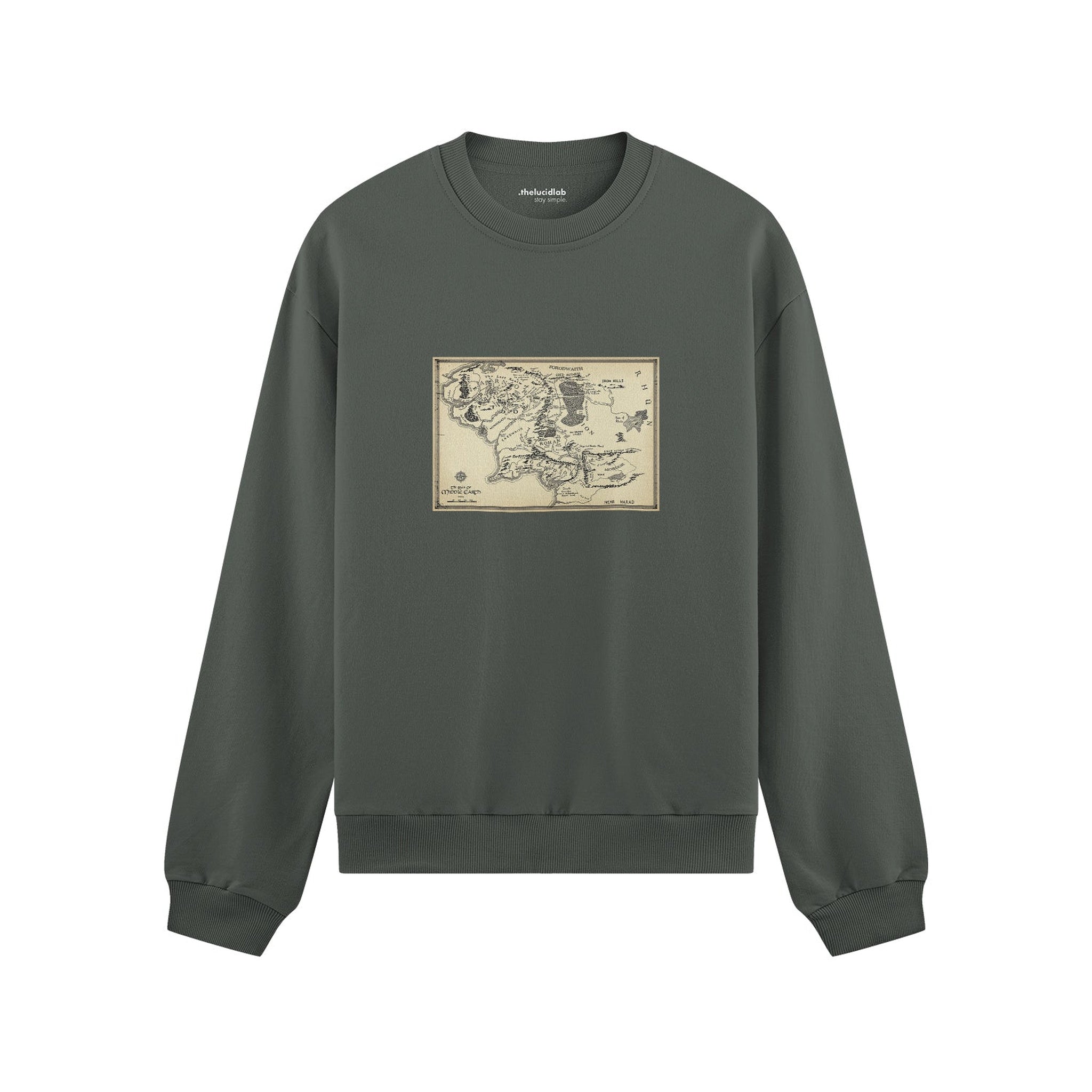 Yüzüklerin Efendisi Orta Dünya Haritası - Lord Of The Rings Oversize Sweatshirt