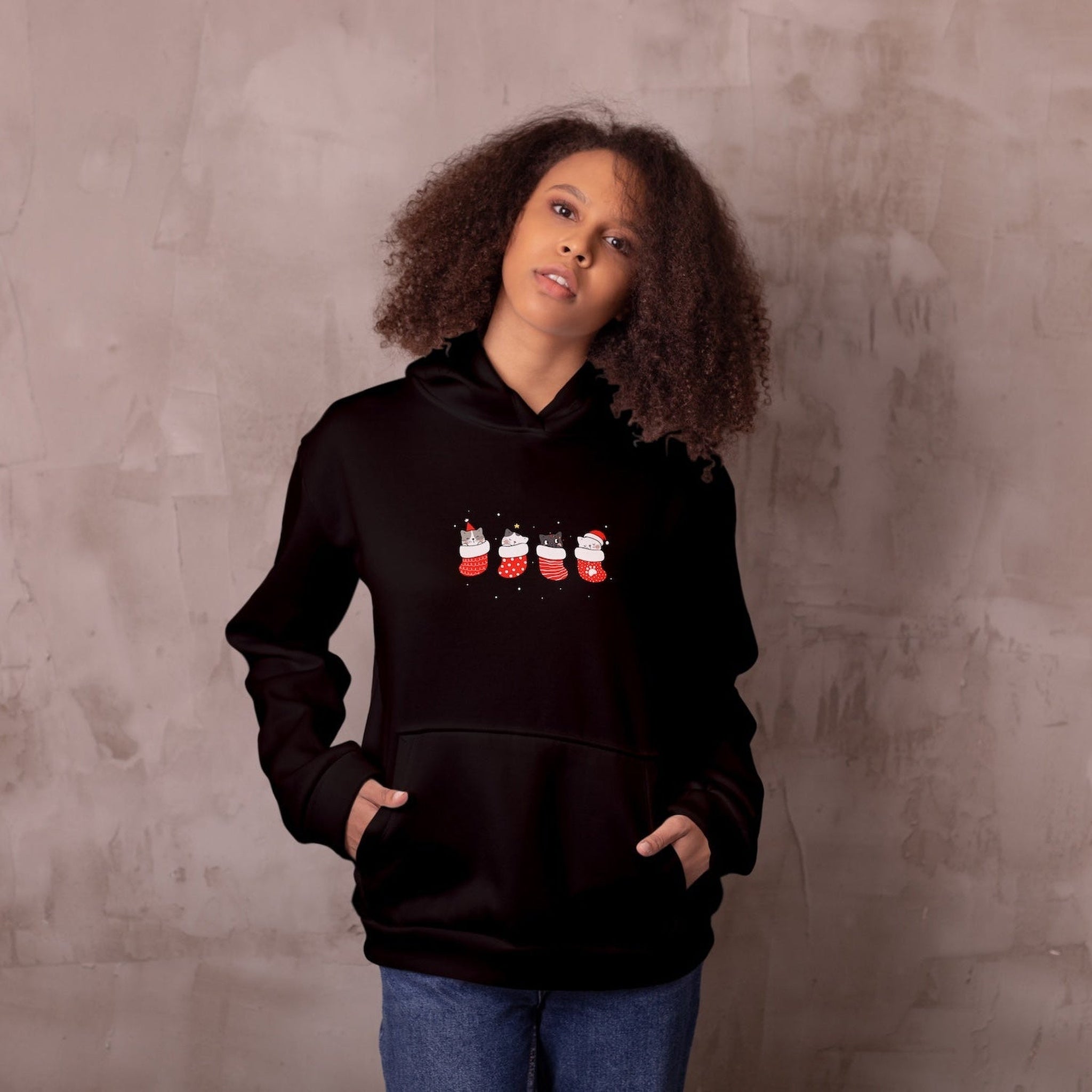 Christmas Stocking Cats Hoodie