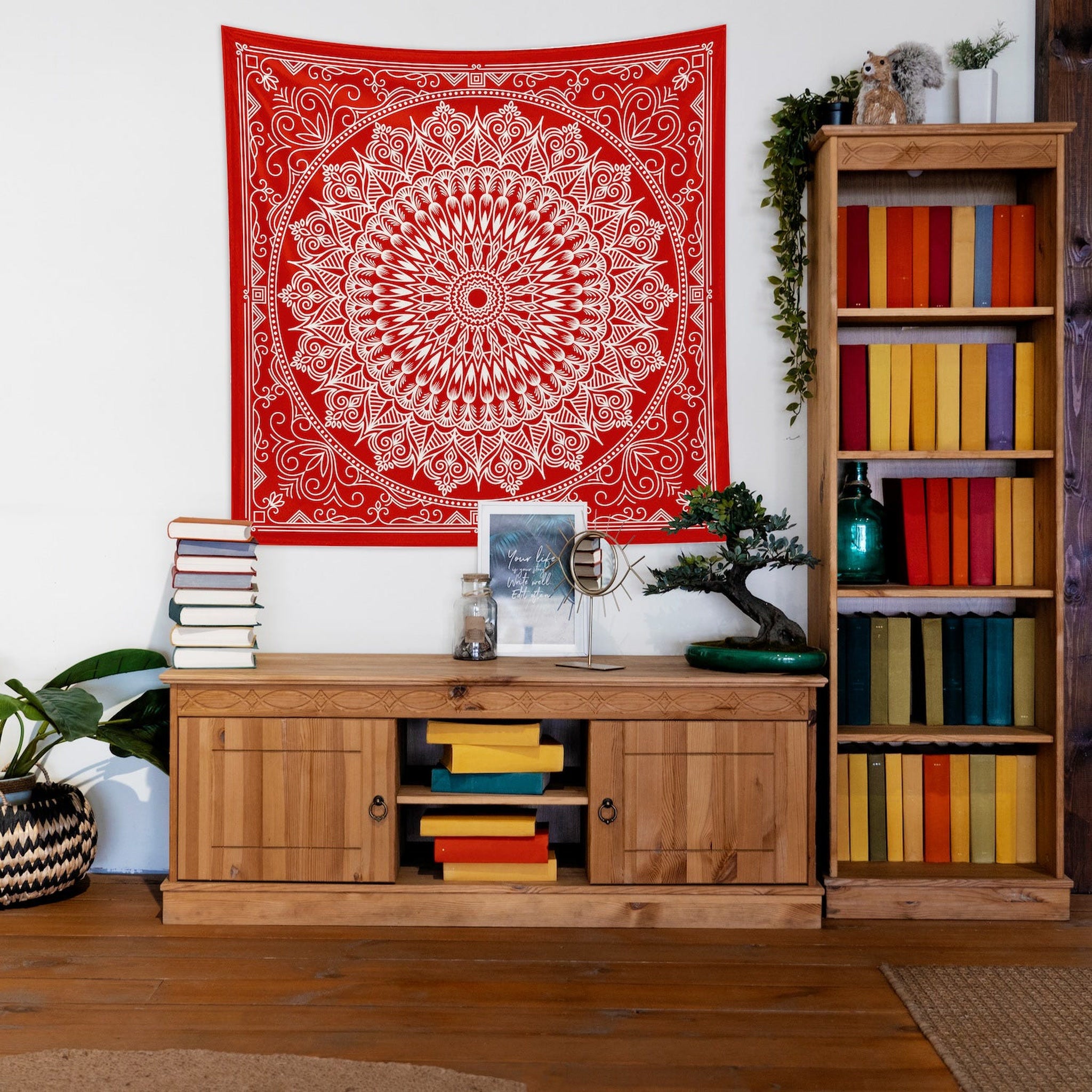 Red Bohemian Mandala Duvar Örtüsü