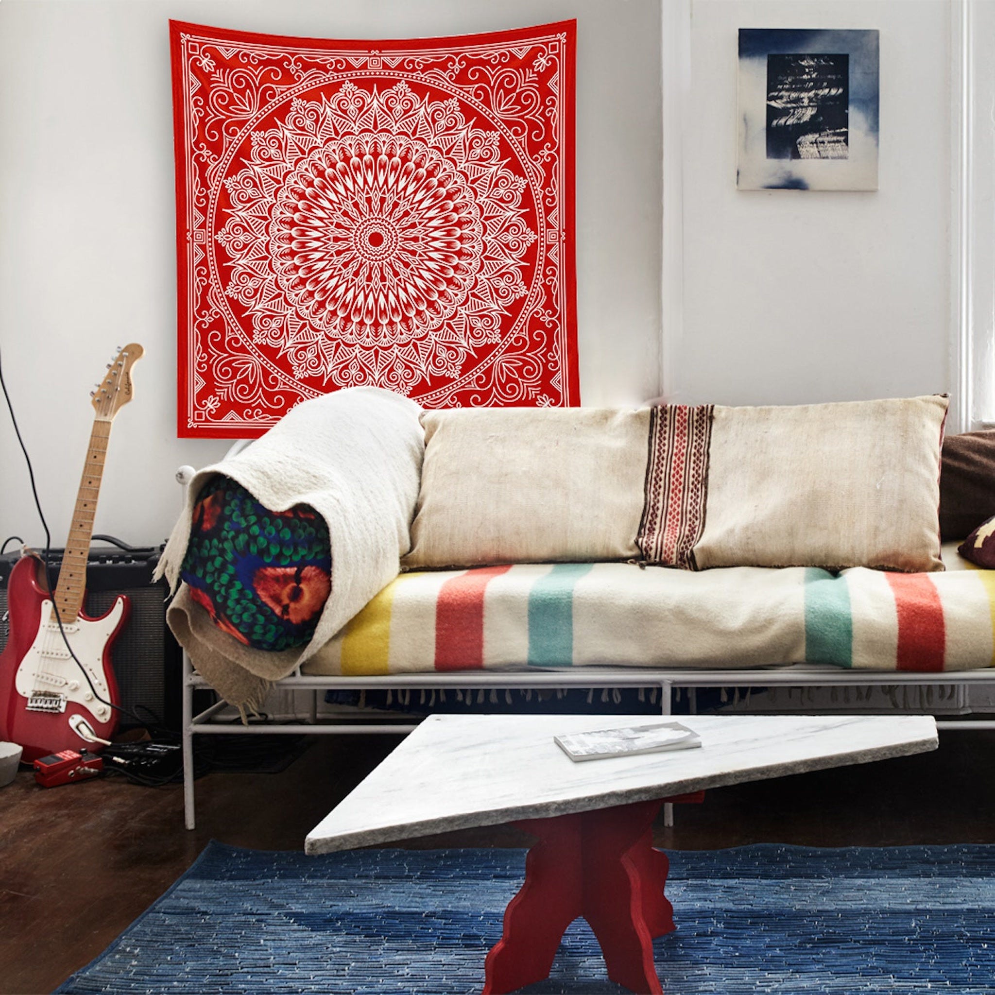 Red Bohemian Mandala Duvar Örtüsü