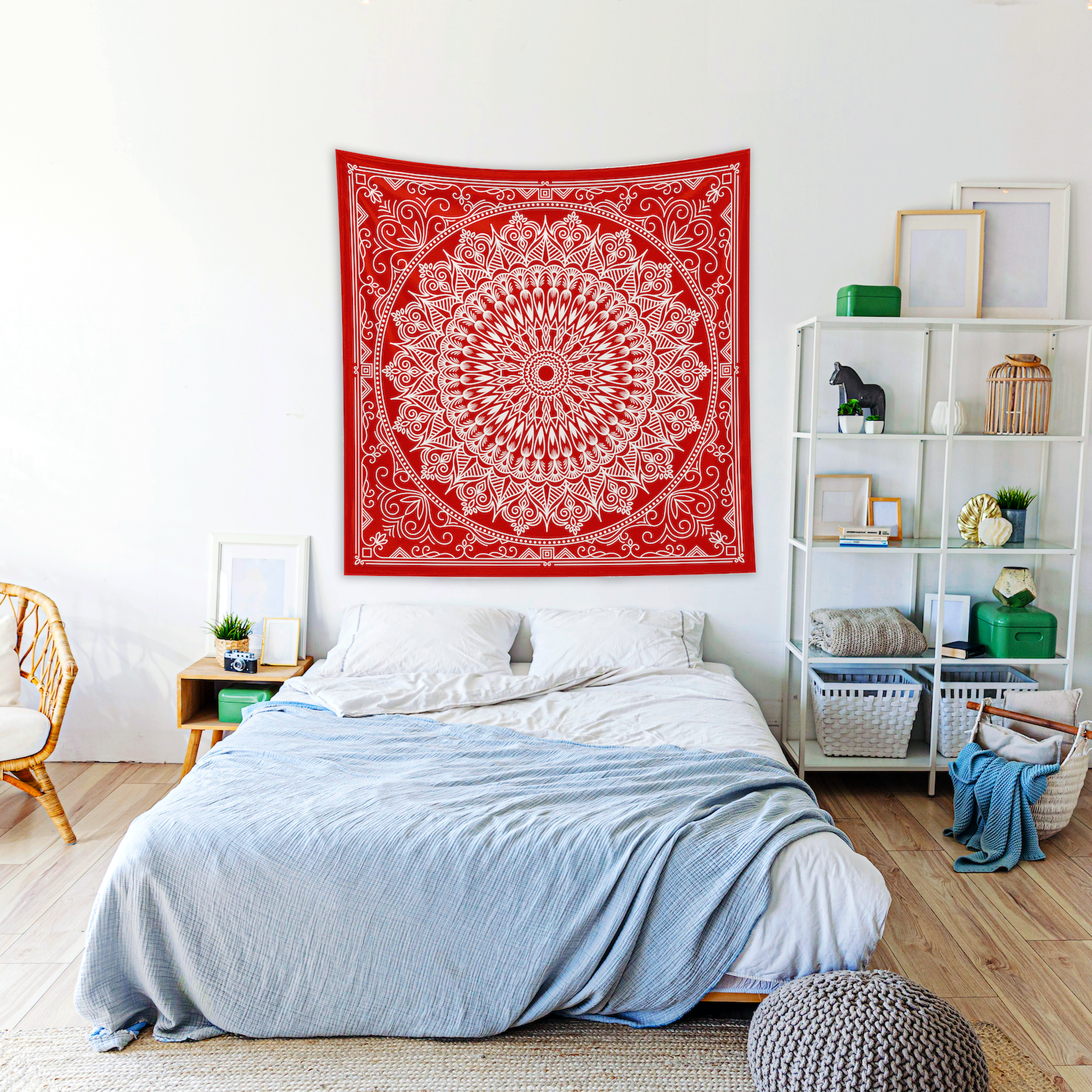 Red Bohemian Mandala Duvar Örtüsü