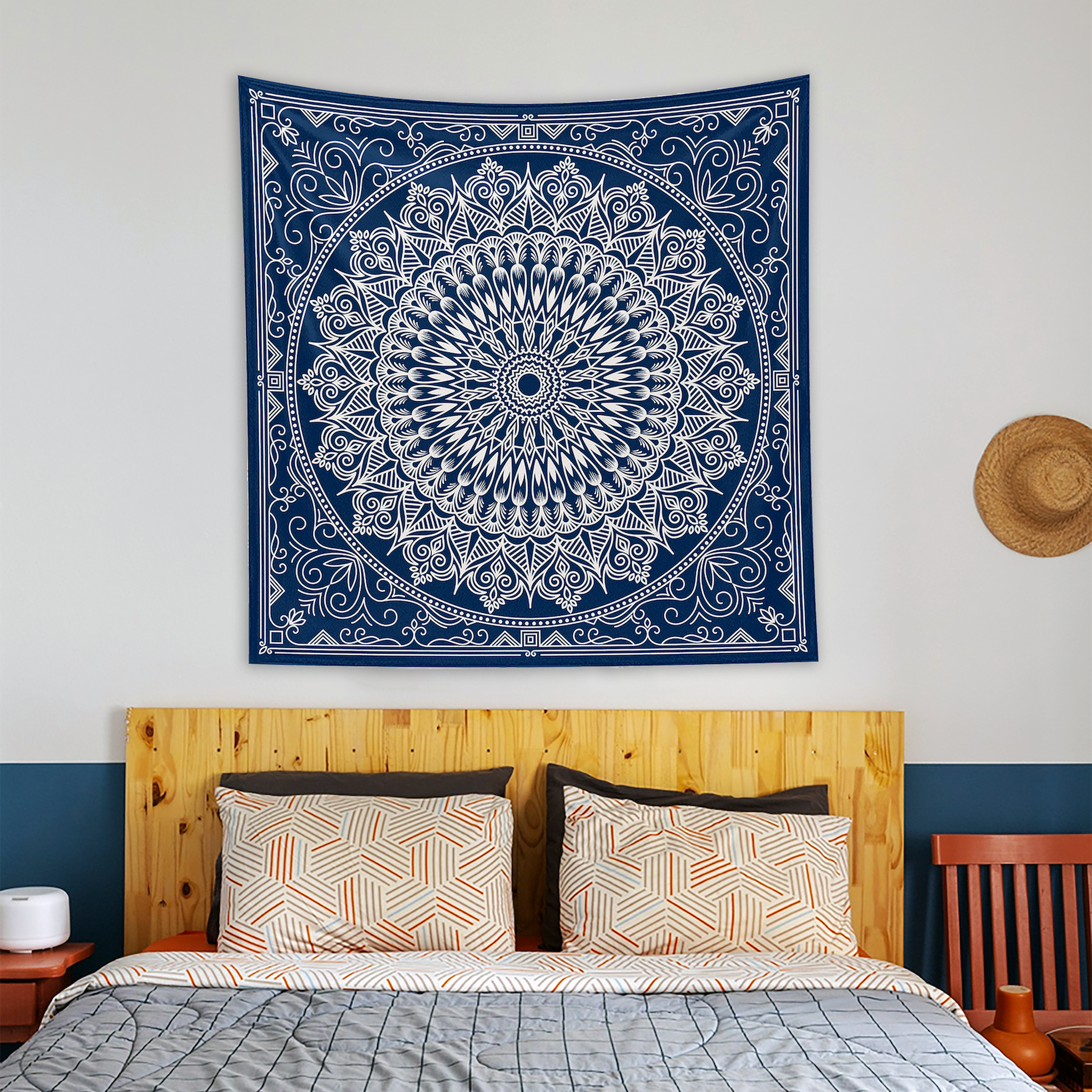 Blue Bohemian Mandala Duvar Örtüsü