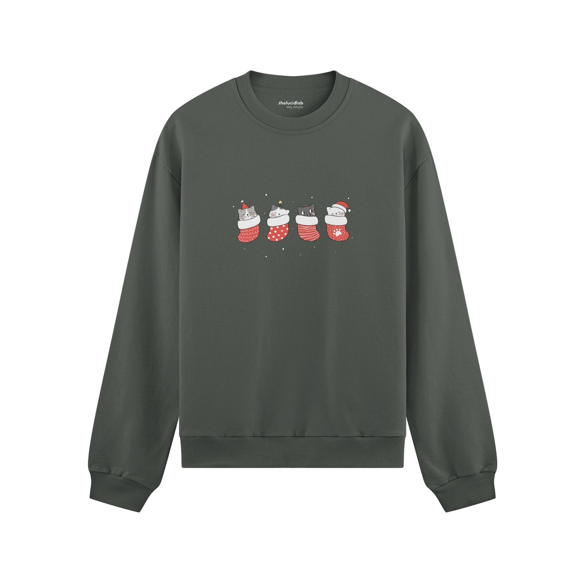 Christmas Stocking Cats Oversize Sweatshirt