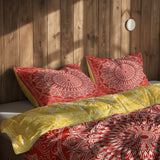 Red / Yellow Bohemian Mandala Çift Taraflı Nevresim Takımı