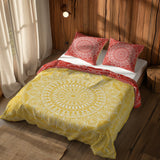 Red / Yellow Bohemian Mandala Çift Taraflı Nevresim Takımı