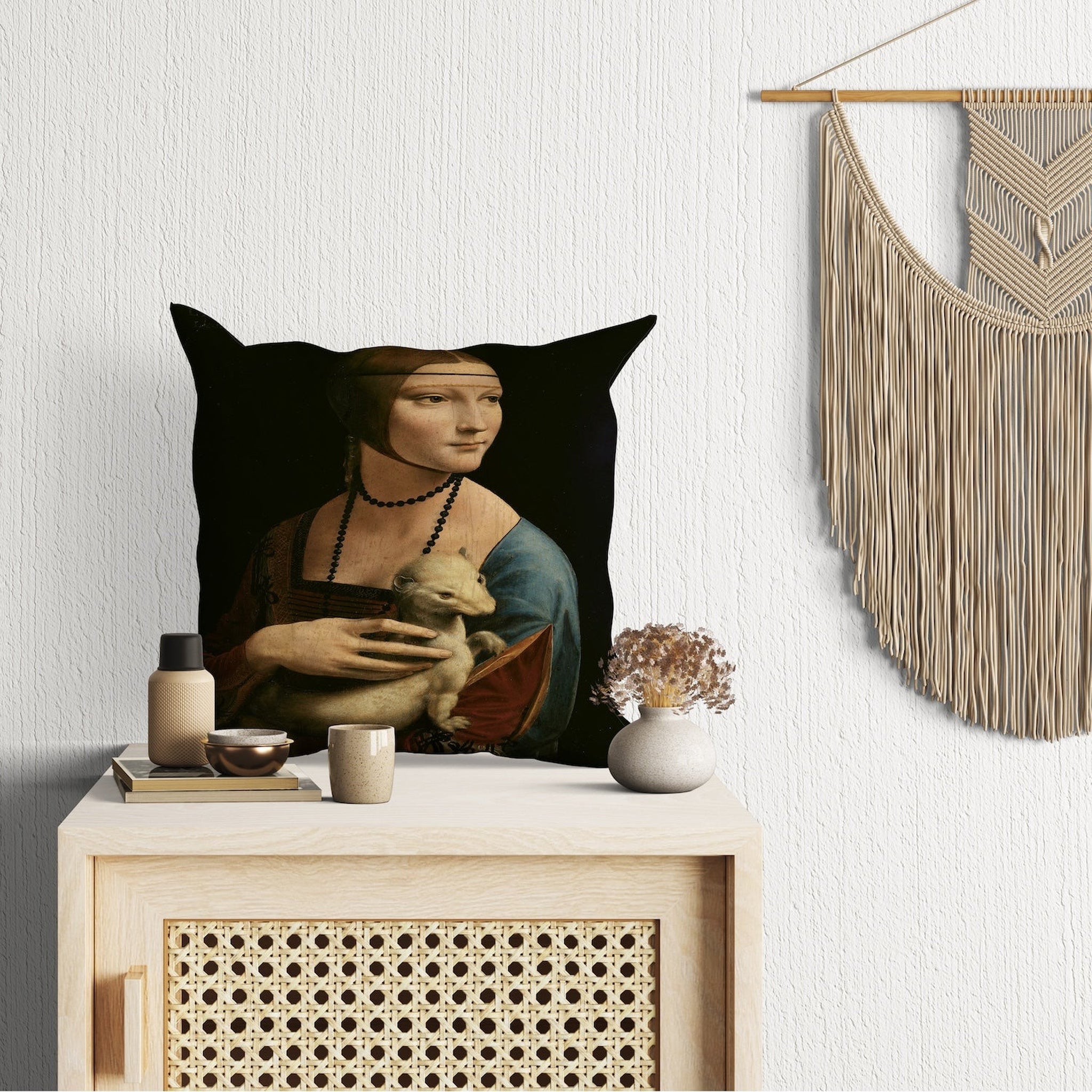 Lady with an Ermine / Leonardo da Vinci Kırlent Kılıfı